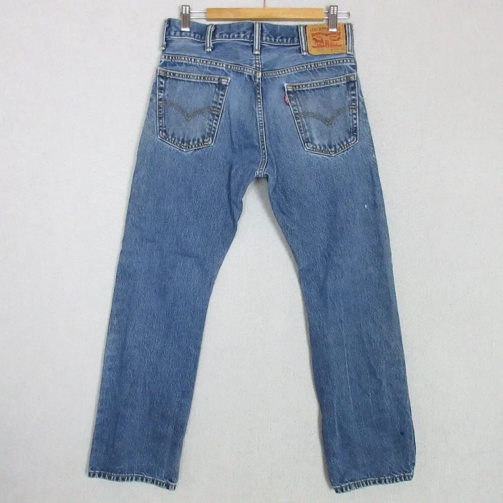 Levis 517 Jeans Mens 31x32 Bootcut Relaxed Fit Blue Distressed Denim